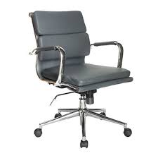With a sleek and elegant ergonomic design and a lovely contrast between the organic texture of leather and shiny coolness of stainless steel, our office chairs are a perfect solution for a modern workspace. Budget Eames Style Soft Pad Designer Grey Bonded Leather Executive Office Chair Furniture And Refurbishment