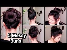 5 Messy Hair Buns Everyday Easy Hairstyles For Girls Indian Hairstyles For Medium To Long Hair You Bun Hairstyles Messy Hairstyles Long Hair Indian Girls
