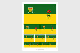 The flag is based on the province's coat of arms and features the shield in the canton and the province's. Saskatchewan Flag Stickers