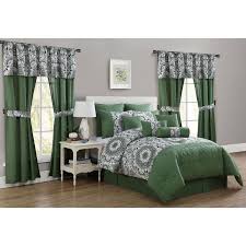 Queen Size Comforter Set Bedding 20 Piece Bed In A Bag Bedspread Curtains Green Queen Size Comforter Sets Comforter Sets Bedding Sets