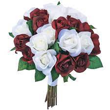 17 piece package silk flower wedding bridal bouquets sets purple silver white. Burgundy And Ivory Silk Rose Hand Tied Bouquet 3 Dozen Roses
