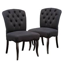 Mckenzie Black Scroll Fabric Dining Chairs Set Of 2 Walmart Com Fabric Dining Chairs Tufted Dining Chairs Dining Chair Set