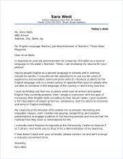 You want to be brief and direct so that employers take the time to actually read what you've written, but still detailed enough to provide an accurate picture of your personality and experience. Cover Letter Sample For Esl Teacher Sample Cover Letter