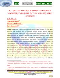 Pdf A Computer System For Prediction Of Farm Machinery