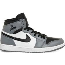 Nike Air Jordan 1 Retro Leather High Top Trainers 145 Liked On Polyvore Featuring Shoes Sneakers Hi Leather Shoes Men Top Leather Shoes Mens Grey Shoes