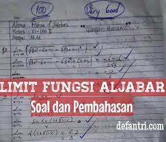 Check spelling or type a new query. 90 Soal Dan Pembahasan Matematika Dasar Limit Fungsi Aljabar Defantri Com