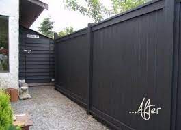 A temporary wall is around the white house as the new fence is being built. House Exterior Dark Gray Benjamin Moore 58 Ideas For 2019 Fence Paint Backyard Black Fence