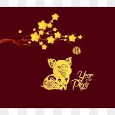 金梅花猪年畫 豬剪貼畫 金梅花 金猪png去背圖片素材免費下載 免摳圖設計圖案下載 pngtree cherry blossom background plum flowers chinese new year greeting