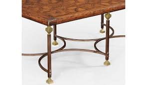Crafted of iron with a carrara marble top, our amara coffee table combines a unique curved base design with faceted finials to create a unique look that elevates any room. Parquetry Iron Coffee Table
