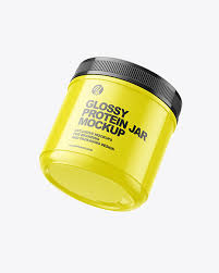 Download Glossy Protein Jar Mockup In Jar Mockups On Yellow Images Object Mockups PSD Mockup Templates