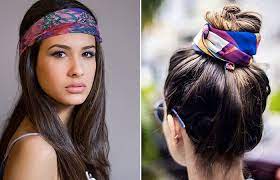 How To Wear A Bandana In 4 Different Styles Bandana Hairstyles Curly Hair With Bandana Headband Hairstyles