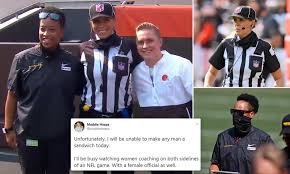 Brownson's victories signify a broader cultural shift where females are slowly advancing. Two Coaches Ref Make Nfl History By Becoming The First Three Women To Work A Game At The Same Time Daily Mail Online