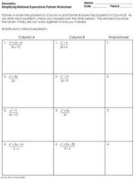 Partner Worksheet Both Answers Should Match Even Though Different Problems Simplifying Rational Expressions Rational Expressions Simplifying Expressions