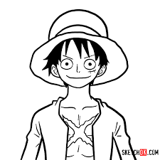 How To Draw Monkey D Luffy Face One Piece Sketchok Step By Step Drawing Tutorials