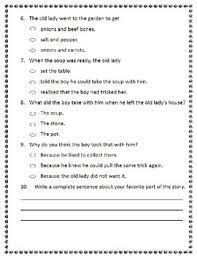 June reading comprehension is suitable for kindergarten students or beginning readers. Comprehension Test Stone Soup First Or Second Grade Tpt