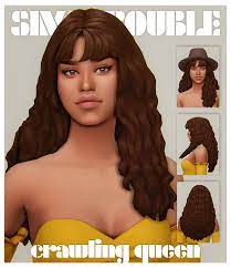 Crawling Queen By Simstrouble I Made Those Wavy Bangs And I Though Why Not Match It With Long Curly Hairs I Love It I Sims Hair Sims 4 Sims 4 Curly Hair