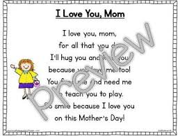 Interactive Pocket Chart Poem Builder I Love You Mom