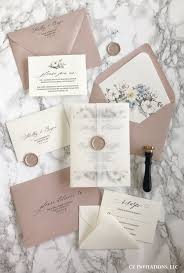 Rose Gold And Floral Vellum Wedding Invitation With Wax Seal Cz Invitations In 2020 Unique Wedding Invitations Elegant Wedding Invitations Rose Wedding Invitations