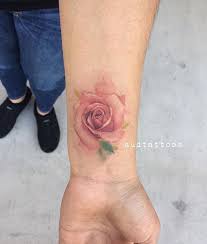 Cute Watercolor Style Rose Tattoo Done By Andrew Audtattoos Fontana Pink Rose Tattoos Watercolor Rose Tattoos Rose Tattoos