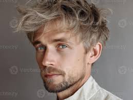 jovem homem com despenteado Loiras cabelo e uma barba olhares fixos  atentamente às a Câmera, vestindo