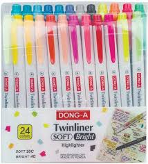 O ürünlerle kolaylıkla dolum sağlanabilir. Dong A Twinliner Soft Bright Fosforlu Kalem Cift Tarafli 24 Lu Set Fosforlu Kalem Dong A