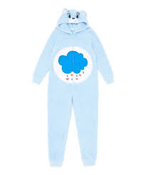 Briefly Stated Blue Grumpy Care Bear Hooded Union Suit Womens