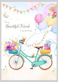 Beautiful Birthday Flowers And Balloons Victoria Nelson Bike Balloons Flowers Birds Art Bicycle Illustration Bicycle Art