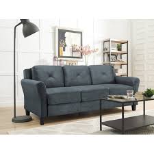Looking for something in particular? Lifestyle Solutions Taryn Rolled Arm Fabric Sofa Dark Gray Walmart Com Walmart Com