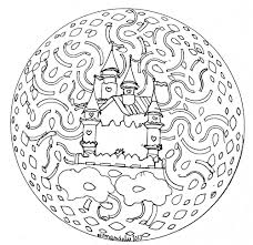Coloriage de mandala, comment faire une rosace, mandala blanc et noir, crayons, schème mandala. Mandala Facile Chateau Coloriage Mandalas Coloriages Pour Enfants