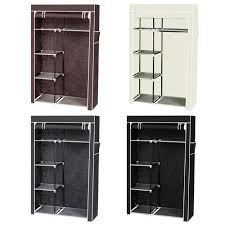 Large Fabric Canvas Wardrobe Hanging Rail Shelf Cloth Storage Cupboard Closet Ebay