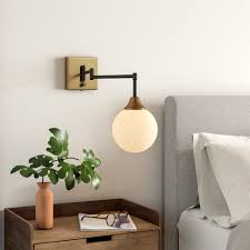 The main difference is that wall lamps often have adjustable arms and wall sconces are generally stationary. Wall Mounted Task Lamp Retro Brass And Black Finish Swing Arm Wall Lamp Plug In Wall Sconce With On Off Switch Wall Lamps Sconces Lighting