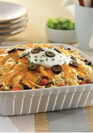 Add another layer of chips, another layer of the beef/bean mixture, and the monterey jack cheese. Baked Nacho Casserole Barbeque Dish Food Baked Nachos