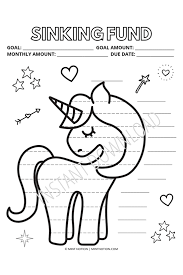 Unicorn Savings Tracker Printable Savings Tracker Financial Motivation Sinking Funds