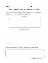 Content By Subject Worksheets Reading Worksheets Text Evidence Main Idea Worksheet Citing Text Evidence