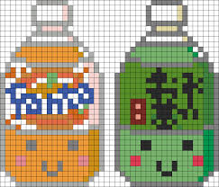 Orange And Green Drinks Perler Bead Pattern Bead Sprite パーラービーズ 図案 パーラービーズ 図案