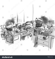 Collection of messy hand drawn kitchen items. Drawing Skill Kitchen Drawing Black And White