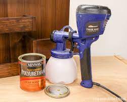In my last post, i said that i was going to paint all of my cabinets with a brush because i couldn. Spray Polyurethane Rather Than Brush For Professional Looking Diy Furniture
