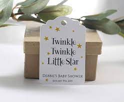 Amazon Com Twinkle Twinkle Little Star Baby Shower Tags In White With Gold Stars Personalized Baby Shower Favors Twinkle Twinkle Little Star Baby Shower Tags