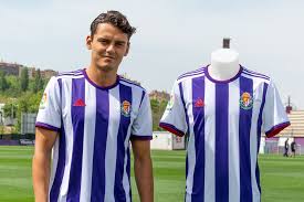 Óscar plano (real valladolid) right footed shot from the centre of the box to the bottom right corner. Real Valladolid 2019 20 Adidas Home And Away Kits Football Fashion
