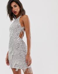 Asos Edition Sequin Fringe Cutout Mini Dress Asos Mini Dress Short Maxi Dress Womens Sequin Dresses