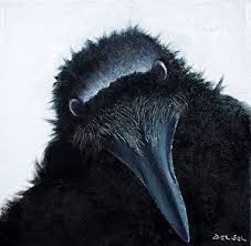 Raven Selfie Ii Contemporary Raven Painting Crow Totem Black Bird Crow Art