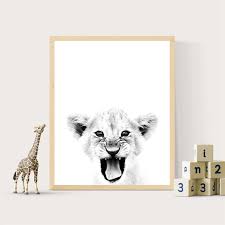Baby Lion Poster And Print Wildlife Wall Art Canvas Painting Lion Cub Black White Modern Photography Wall Picture Home Decor Painting Calligraphy Aliexpress
