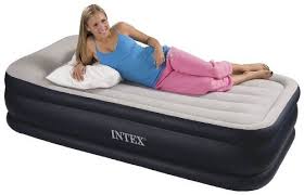 Intex Deluxe Pillow Rest Rising Comfort Twin Air Bed Air Mattress Air Mattress Camping