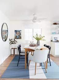 And if you're shopping for a round dining room rug, the standard sizes are 6' or 8' (measured in diameter). The Best Dining Room Rugs Are Flat Weaves
