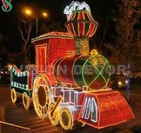 Outdoor Holiday Decoration LED 3D Motif Carriage Train Sculpture Light