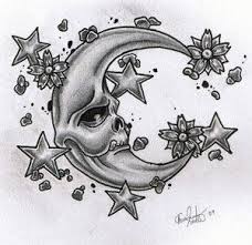 Skull Tattoo Designs Drawings Mister Tattoos Skull Tattoo Designs Picture Skull Tattoo Design Moon Tattoo Half Moon Tattoo