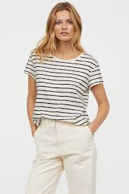 Black And White Striped Shirt H M T Shirt Short Sleeve Shirt Women Clothes For Women White Stripes Top