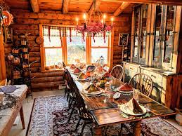 The cabin place offers 3 different lines of fine log furniture including rustic log beds, log dressers, armoires, barstools, bed benches, cedar chests, coffee tables, log dining room furniture, end tables, log living room furniture, and nightstands. Our Dining Room Table Set Up In Our Log Cabin For Thanksgiving Cozyplaces