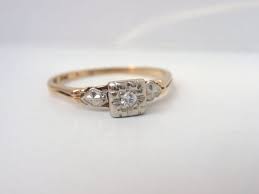 Art Deco Diamond Engagement Keepsake 14k Ring Gold Two Tone Ladies 1940s Art Deco Diamond Ring Engagement Art Deco Engagement Ring Two Tone Engagement Rings