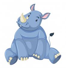 Download Cute Baby Rhino White Background Free Vector Nohat Free For Designer